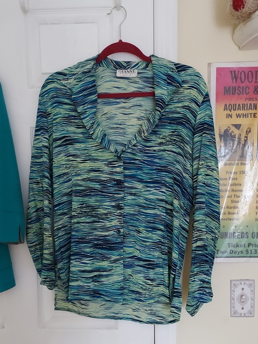 Womens Gianni P/M Blouse Turquise & Green